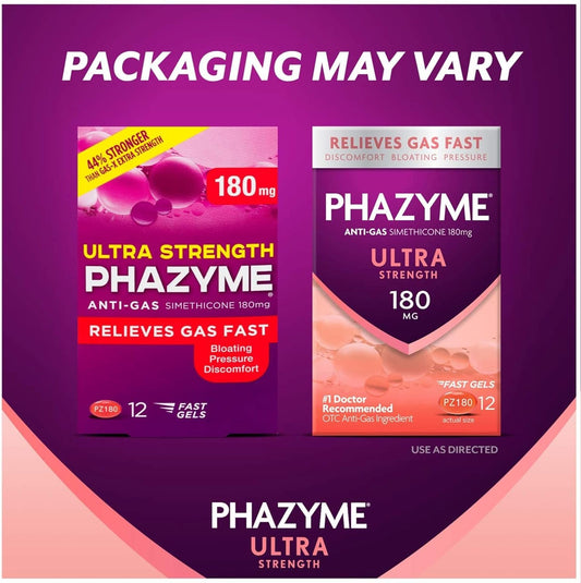 Phazyme Ultra Strength Gas & Bloating Relief, Works In Minutes, 48 Fast Gels