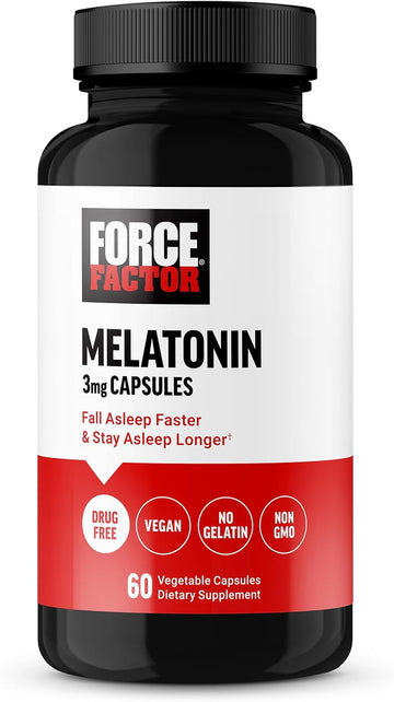 Force Factor Melatonin 3Mg, Drug-Free Supplement, Vegan, Non-Gmo, 60 Vegetable Capsules