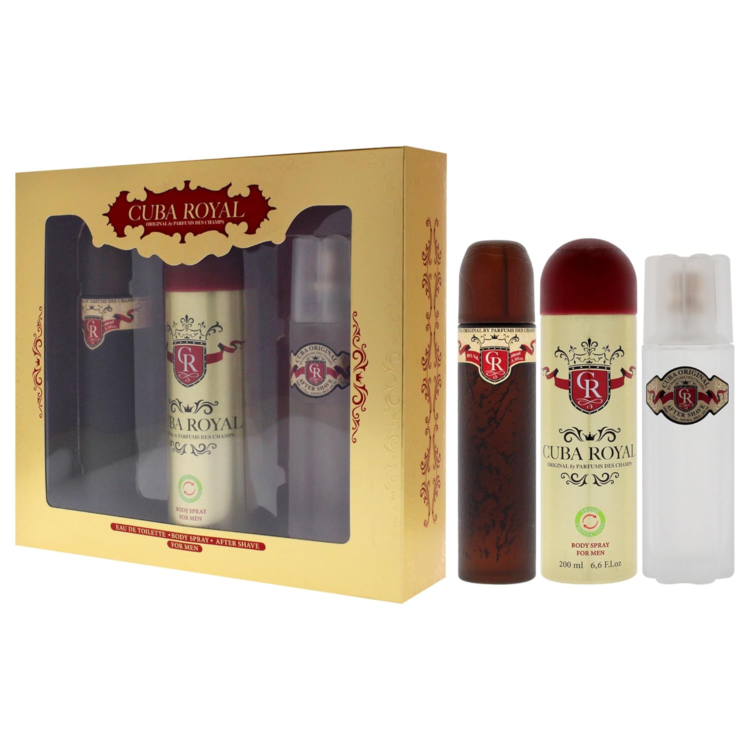 Cuba Royal 3 Pieces Set For Men, (3.3 Ounce Eau De Toilette Spray + 3.3 Ounce After Shave + Key Chain) : Beauty & Personal Care