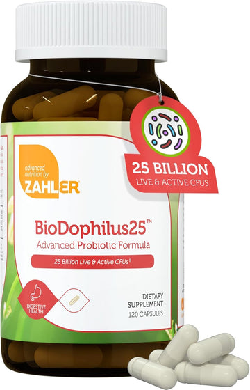 Zahler Biodophilus25, 25 Billion Cfu Probiotic + Prebiotic - 11 Strains Daily Probiotic Supplement - Kosher Probiotics For Women For Digestive Health, Probiotics For Men For Gut Health (120 Capsules)