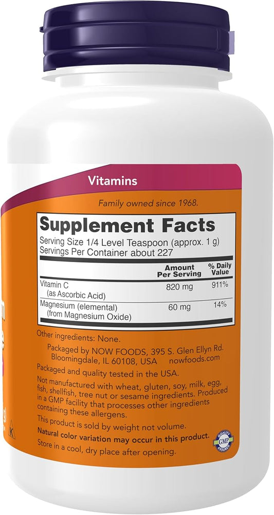 NOW Foods Supplements, Magnesium Ascorbate Powder, Buffered, Antioxidant Protection*, 8-Ounce