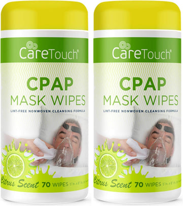 Care Touch Cpap Mask Cleaning Wipes - Scented | 2 Packs Of 70 Scented Cleaning Wipes For Cpap Masks (140 Total) | Made In The Usa