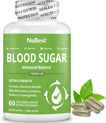 Blood Sugar - Advanced Formula With Bitter Melon, Ashwagandha, Cinnamon, Chromium, Magnesium, Vitamins, Alpha Lipoic Acid, Cayenne Pepper & More | 60 Vegan Capsules | 1 Month Supply