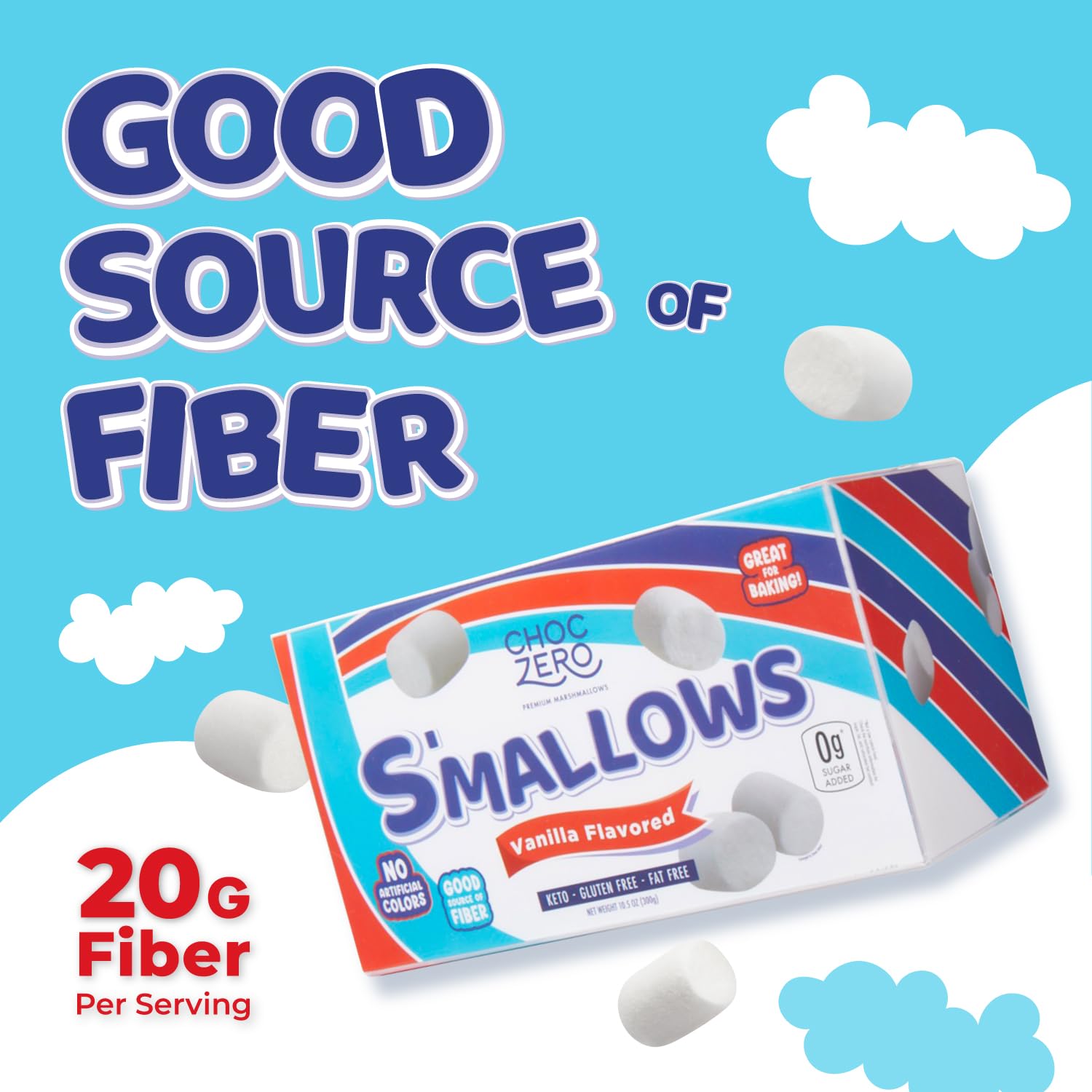 Choczero Sugar Free Marshmallows, Keto Marshmallow, Gluten Free, 0G Fat, Zero Sugars, Healthy Low Carb, 10.5 Oz