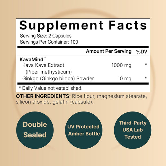Naturebell Kava Kava Capsules 1000Mg With Ginkgo Biloba, 200 Count | Noble Kava Root Extract With Active Kavalactones – Herbal Kavamind Relaxation Complex – Plant Based, Non-Gmo