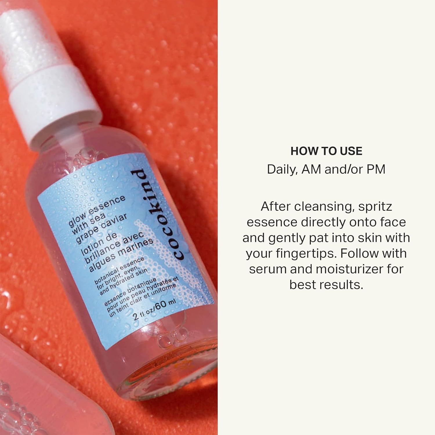 Cocokind Glow Essence With Sea Grape Caviar, Hydrating Primer And Facial Mist, Facial Moisturizer With Sea Buckthorn, Linoleic Acid, And Vitamin E : Beauty & Personal Care