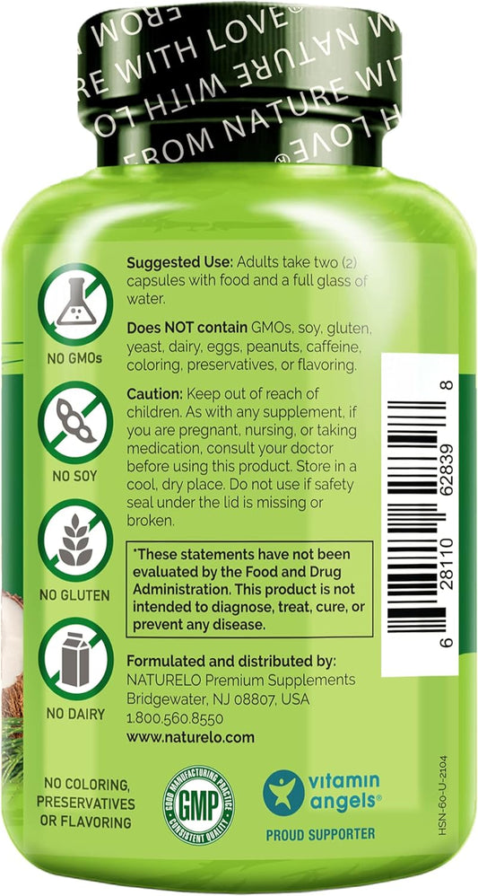 Naturelo Hair, Skin And Nails Vitamins - 5000 Mcg Biotin, Collagen, Natural Vitamin E - Supplement For Healthy Skin, Hair Growth For Women And Men โ 60 Capsules