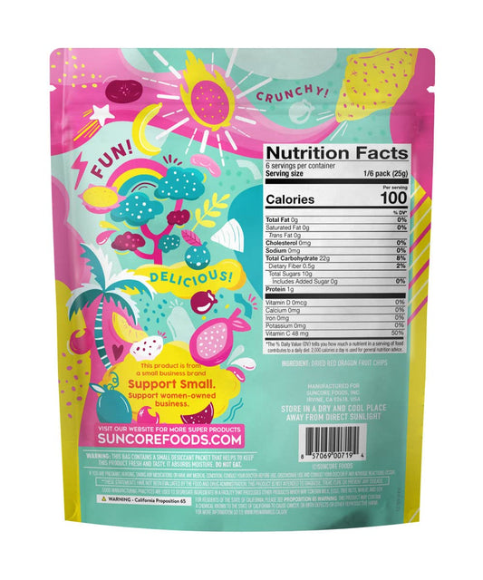 Suncore Foods Red Dragon Fruit Chips & Snacks, 5.32Oz (1 Pack), Gluten Free, Non-Gmo