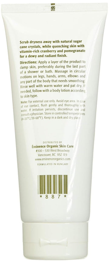 Eminence Organic Skincare Sugar Scrub, Cranberry Pomegranate, 8.4 Fluid Ounce