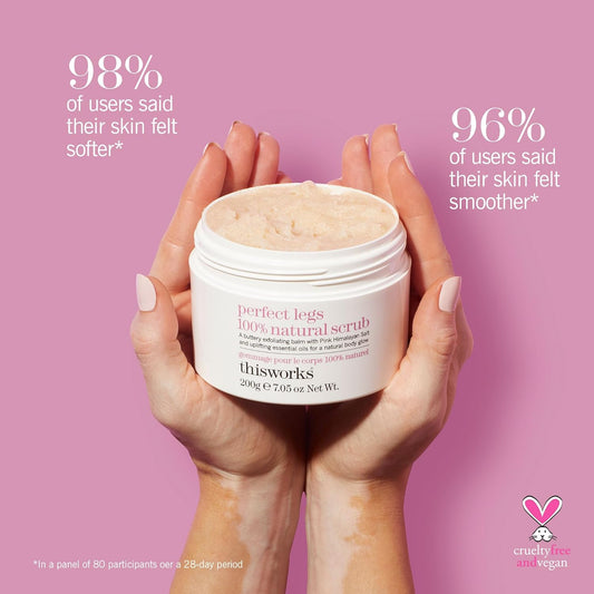 Thisworks Perfect Legs 100% Natural Scrub: Buttery Exfoliating Balm With Pink Himalayan Salt For A Natural Body Glow, 200G | 7.05 Oz