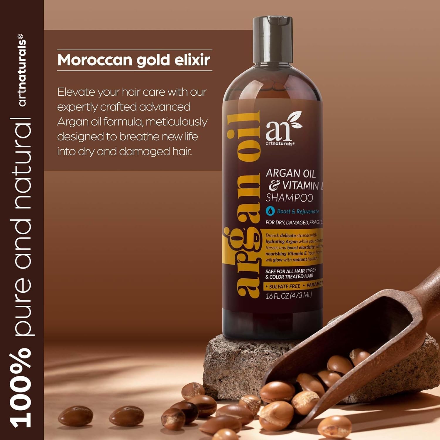 Artnaturals Argan Hair Growth Shampoo - (16 Fl Oz / 473Ml) - Sulfate Free - Treatment For Hair Loss, Thinning & Regrowth - Men & Women - Infused With Biotin, Argan Oil, Keratin, Caffeine : Beauty & Personal Care