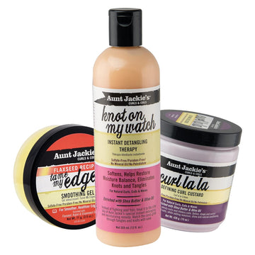 Aunt Jackie’S Classic Collection Perfect Tame Your Mane 3 Pack Bundle, Tame My Edges, Knot On My Watch, Curl La La, Moisturize And Style Your Curls With Ingredients Like Shea Butter And Olive Oil
