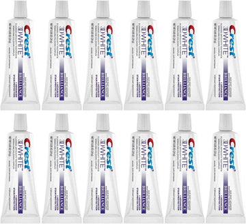 Crest 3D White Brilliance Toothpaste, Vibrant Peppermint, Travel Size, 0.85 Oz (24G) - Pack Of 12