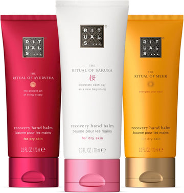 Rituals Hand Cream Trio The Ritual Of Sakura, The Ritual Of Mehr & The Ritual Of Ayurveda - Gift Set With 3 Hand Balms - Moisturising And Nourishing Creams With 95% Natural Origin Ingredients - 3X70Ml