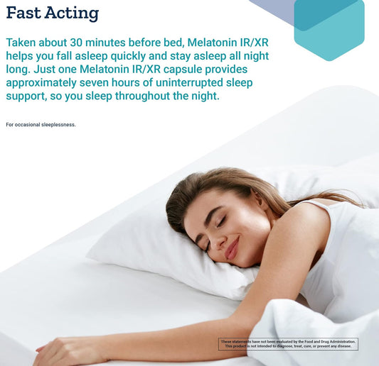 Life Extension Melatonin Ir/Xr 120 Capsules - Immediate & 7 Hour Extended-Release - Night Time Supplement - Supports Staying Asleep - Non-Gmo, Gluten-Free