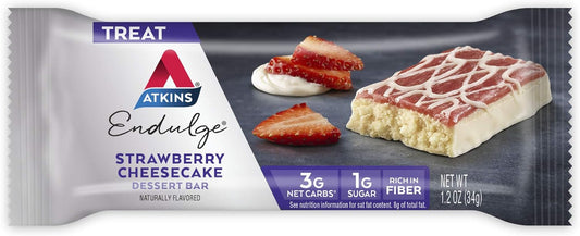Atkins Endulge Treat Strawberry Cheesecake Dessert Bar. Rich And Creamy Dessert Favorites. Keto-Friendly. (30 Bars)