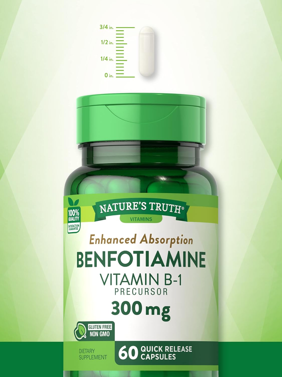 Nature's Truth Benfotiamine | 300mg | 60 Count | Non-GMO and Gluten Free Supplement | Vitamin B1 Precursor : Health & Household