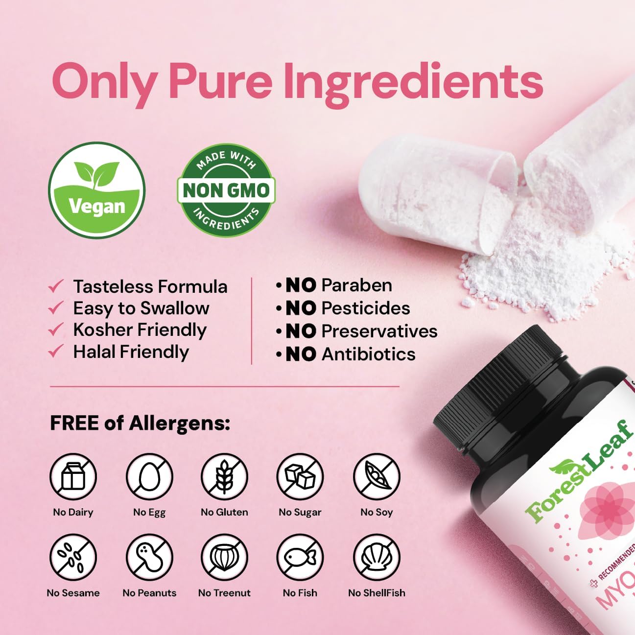 Myo-Inositol & D-Chiro Inositol Supplement For Women'S Health | Fertility Supplements Women | Inositol 40:1 Ratio Support Ovarian Function & Healthy Hormone Balance Women | 2050Mg | 120 Powder Caps : Health & Household