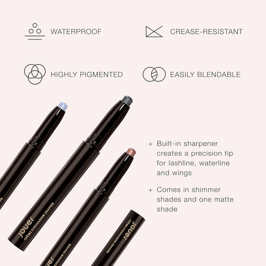 Jouer Crème Eyeshadow Crayon | Men & Women | Built-In Sharpener | Dermatologist Tested | Waterproof, Fast Drying & Crease Resistant Formula : Beauty & Personal Care