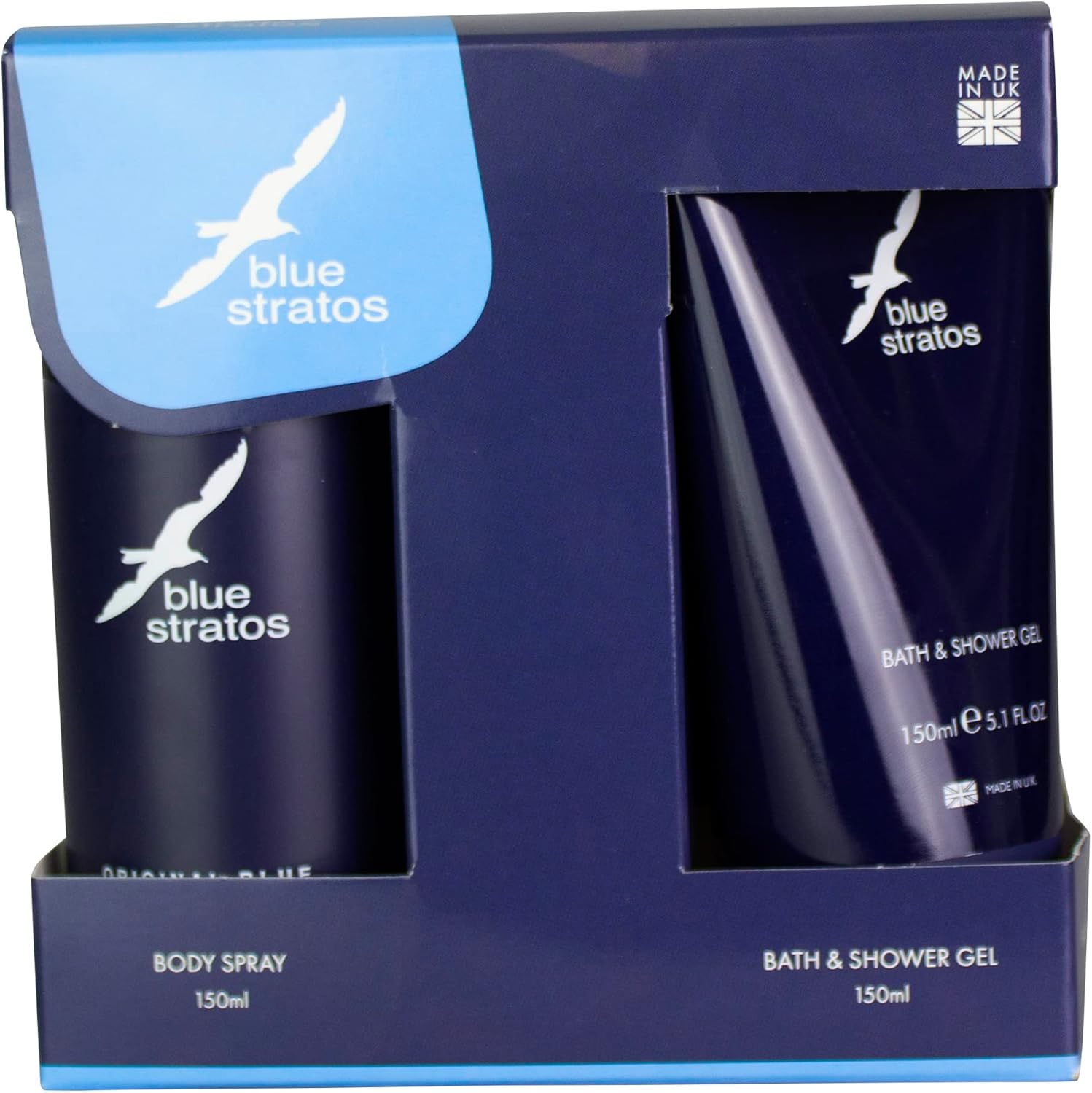 Blue Stratos Gift Set Containing 150ml Bath and Shower Gel and 150ml Deodorant Body Spray : Amazon.co.uk: Beauty