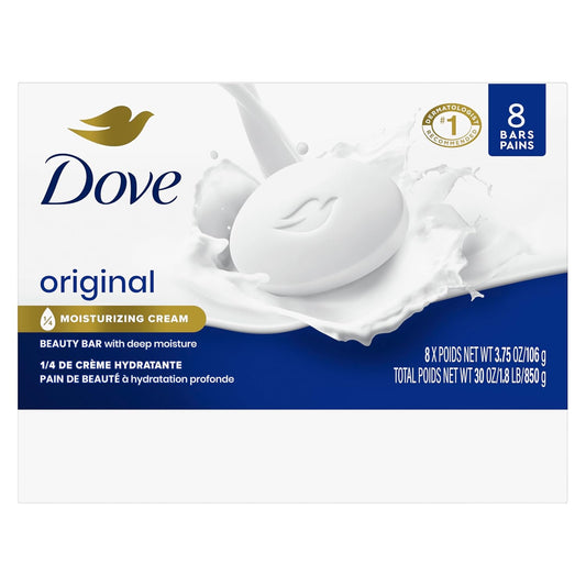 Dove Beauty Bar Gentle Skin Cleanser Moisturizing For Gentle Soft Skin Care Original Made With 1/4 Moisturizing Cream 3.75 Oz, 4 Bars