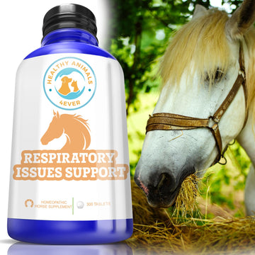 Healthy Animals 4Ever All-Natural Horse Respiratory Issues Support - Helps Prevent Heaves, Allergies & Infections - Supplements For Horses - Homeopathic & Highly Effective - 300 Tablets Unknown Binding
