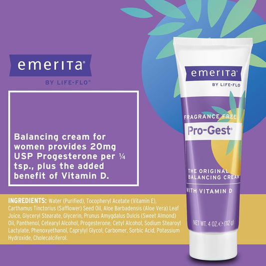 Emerita By Life-Flo Pro-Gest Cream With Vitamin D – Moisturizing Cream For Women – Paraben-Free Formula