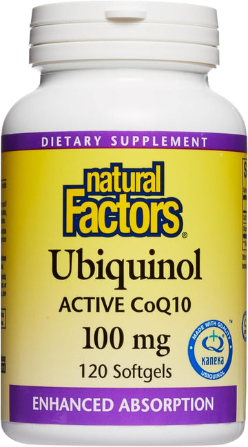 Natural Factors, Ubiquinol Active Coq10 100 Mg, High-Absorption Coenzyme Q10 Supplement For Energy, Heart And Cognitive Support