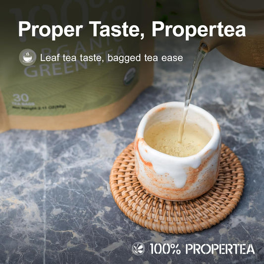 100% Propertea Organic Green Tea, Rich In Polyphenols And Antioxidants, Eco-Conscious Tea Bag, Natural Pure Green Tea 100 Tea Bags7.05 Ounce