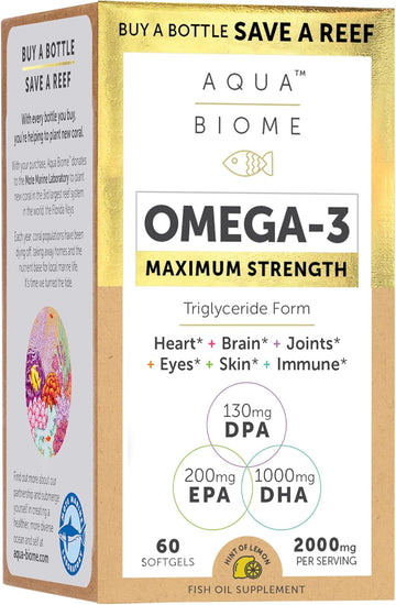 Enzymedica Aqua Biome Maximum Strength Omega 3 Fish Oil, 60 Softgels