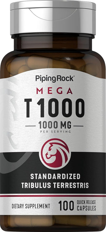 Piping Rock Tribulus Terrestris For Men 1000Mg | 100 Capsules | Mega Standardized Extract | Non-Gmo, Gluten Free Supplement