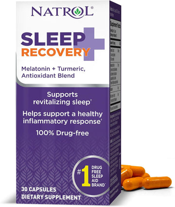 Natrol Sleep + Recovery Melatonin 6Mg With Turmeric And Antioxidant Blend, Dietary Supplement For Restful Sleep And Healthy Inammatory Response, 30 Capsules, 30 Day Supply