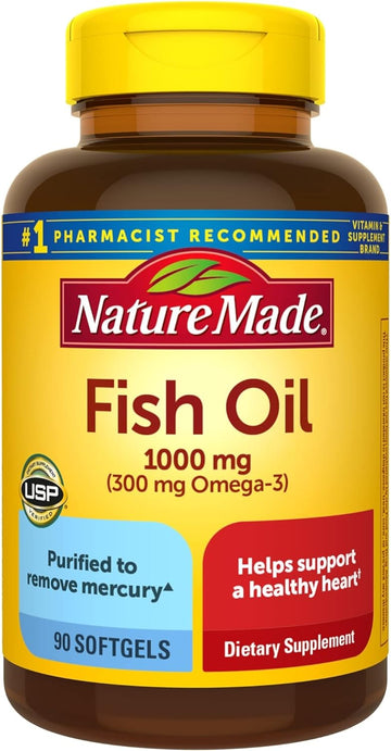 Nature Made Fish Oil 1000 mg Softgels, Omega 3 Fish Oil Supplements fo