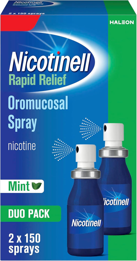 Nicotinell Nicotine 1mg Spray (2 x 150 Sprays), Fast Craving Relief, Stop Smoking Aid, Quit Nicotine Vaping Aid, Fresh Mint Flavour Mouthspray : Amazon.co.uk: Health & Personal Care
