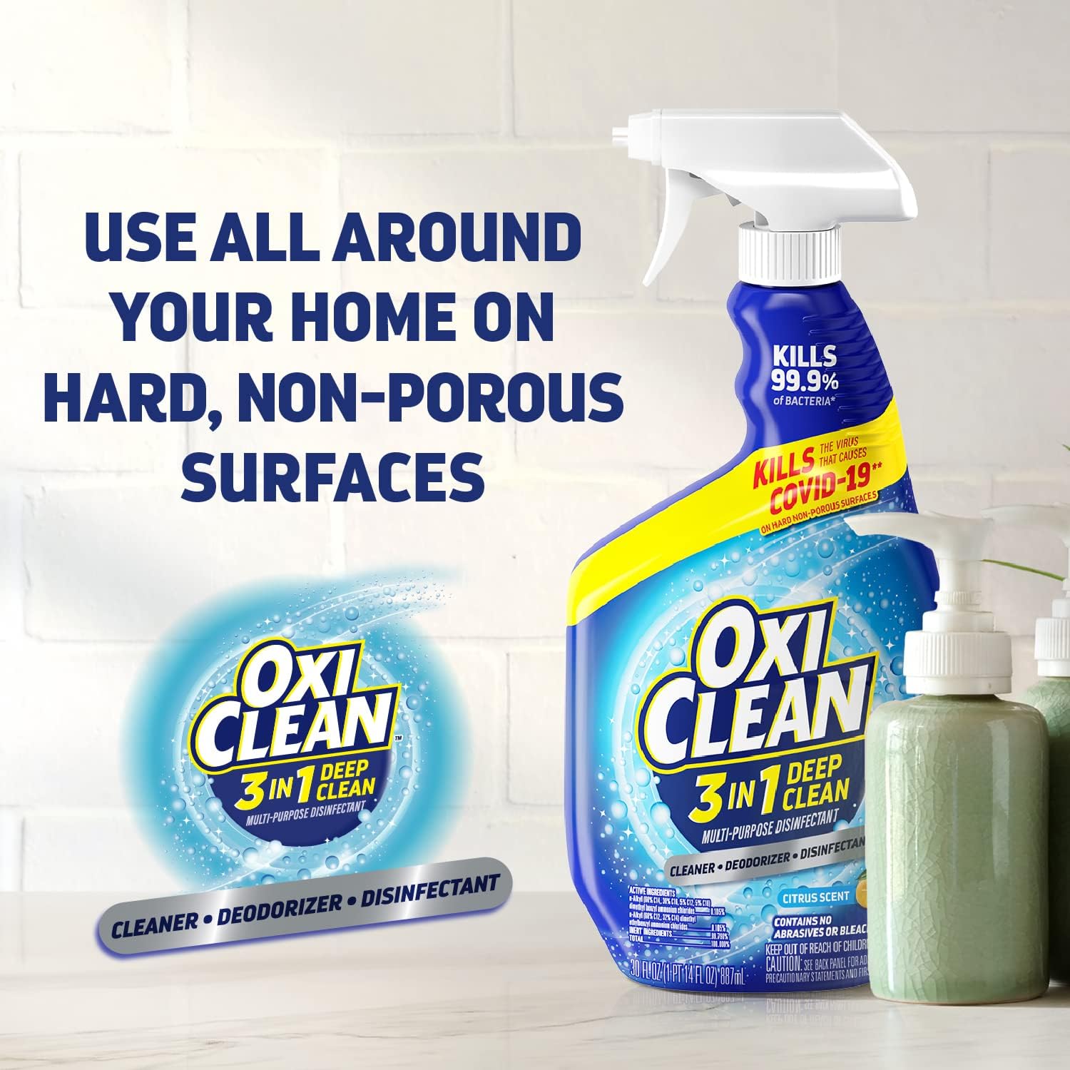 OxiClean 3-in-1 Deep Clean Multi-Purpose Disinfectant, 30 oz (Pack of 2) : Health & Household
