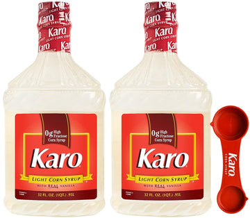 Karo Light Corn Syrup With Real Vanilla, 32 Ounce Bottle (Pack Of 2) Includes Karo Measuring Spoon