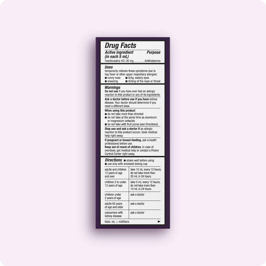 Allegra Children'S 12-Hour Allergy Relief Liquid, Non-Drowsy Indoor And Outdoor Allergy Medicine, 30 Mg Fexofenadine Hci Antihistamine For Kids, Berry Flavor, 4 Oz