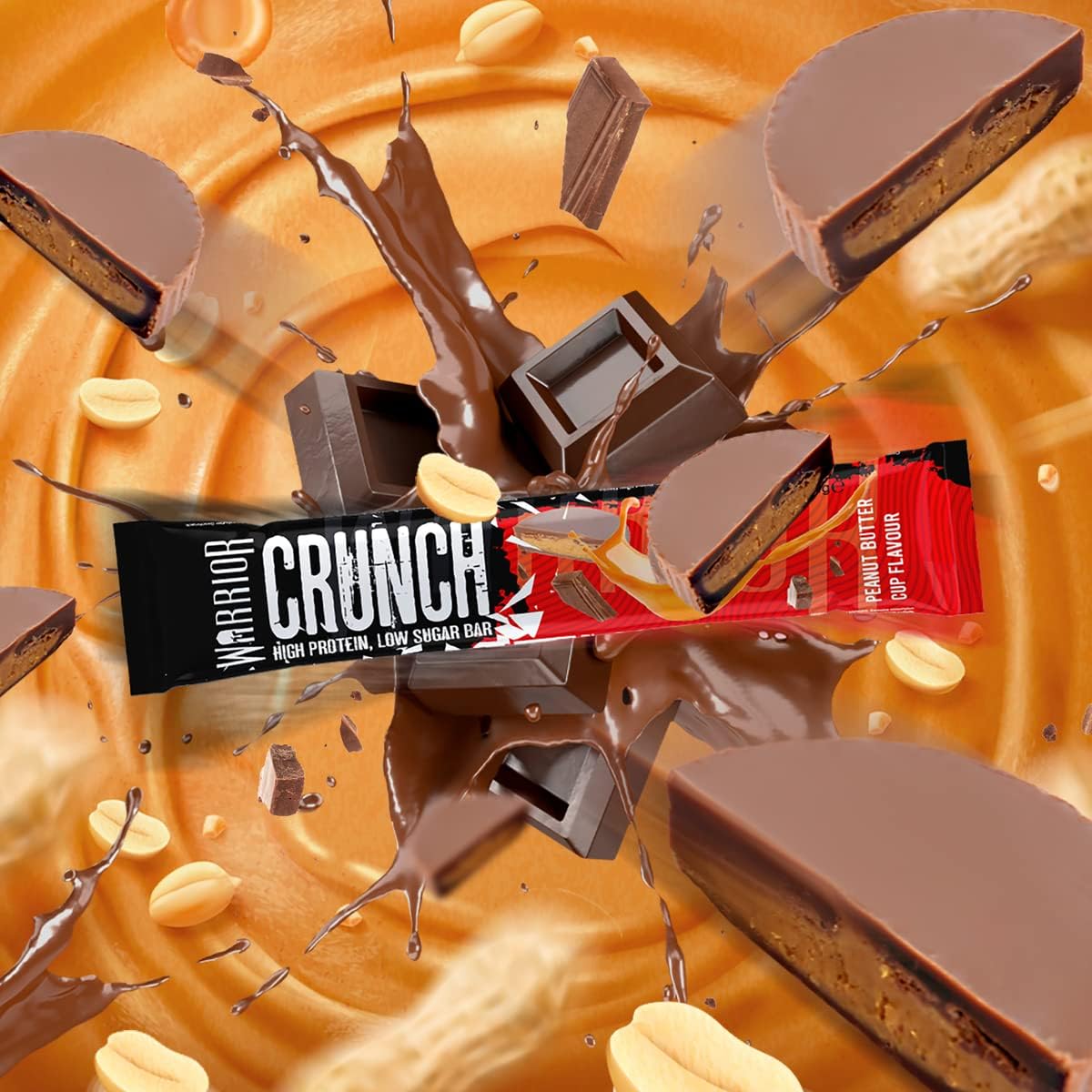 Warrior Crunch - High Protein Bars - 20g Protein Each Bar - Low Carb, Low Sugar Snack - 12 Pack x 64g (Peanut Butter Cup) : Amazon.co.uk: Health & Personal Care