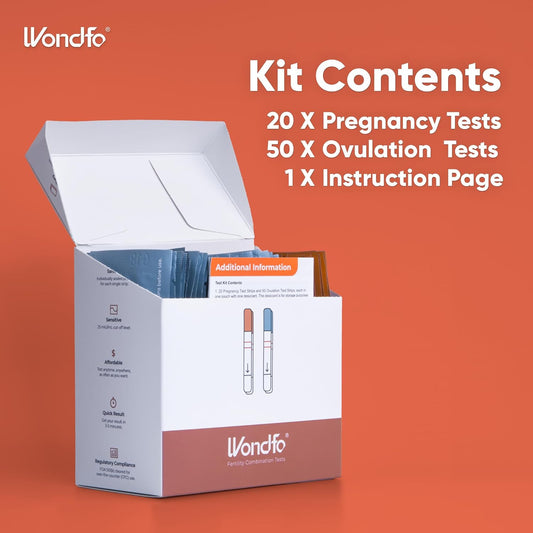 Wondfo 50 Ovulation Test Strips And 20 Pregnancy Test Strips Kit - Rapid Test Detection For Home Self-Checking (50 Lh + 20 Hcg)