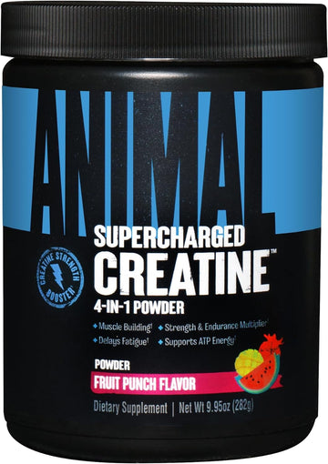 Animal Supercharged Creatine Powder -Enhanced Creatine Monohydrate Supplement Plus Betaine Anhydrous, Purpleforce And Senactiv - Delay Fatigue, Enhance Endurance, Improve Muscle Recovery -Fruit Punch