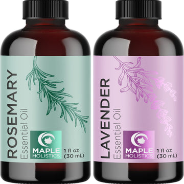 Maple Holistics Aromatherapy Essential Oils Set For Diffuser - Pure Lavender And Rosemary Oils For Hair Skin And Nails