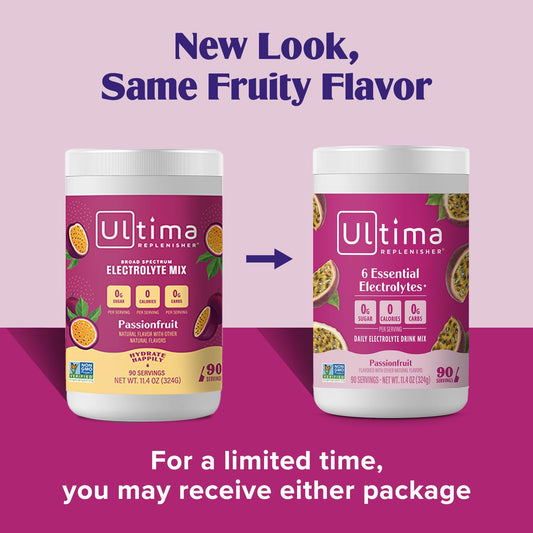 Ultima Replenisher Daily Electrolyte Drink Mix β Passionfruit, 90 Servings β Hydration Powder With 6 Key Electrolytes & Trace Minerals β Keto Friendly, Non- Gmo & Sugar-Free Electrolyte Powder