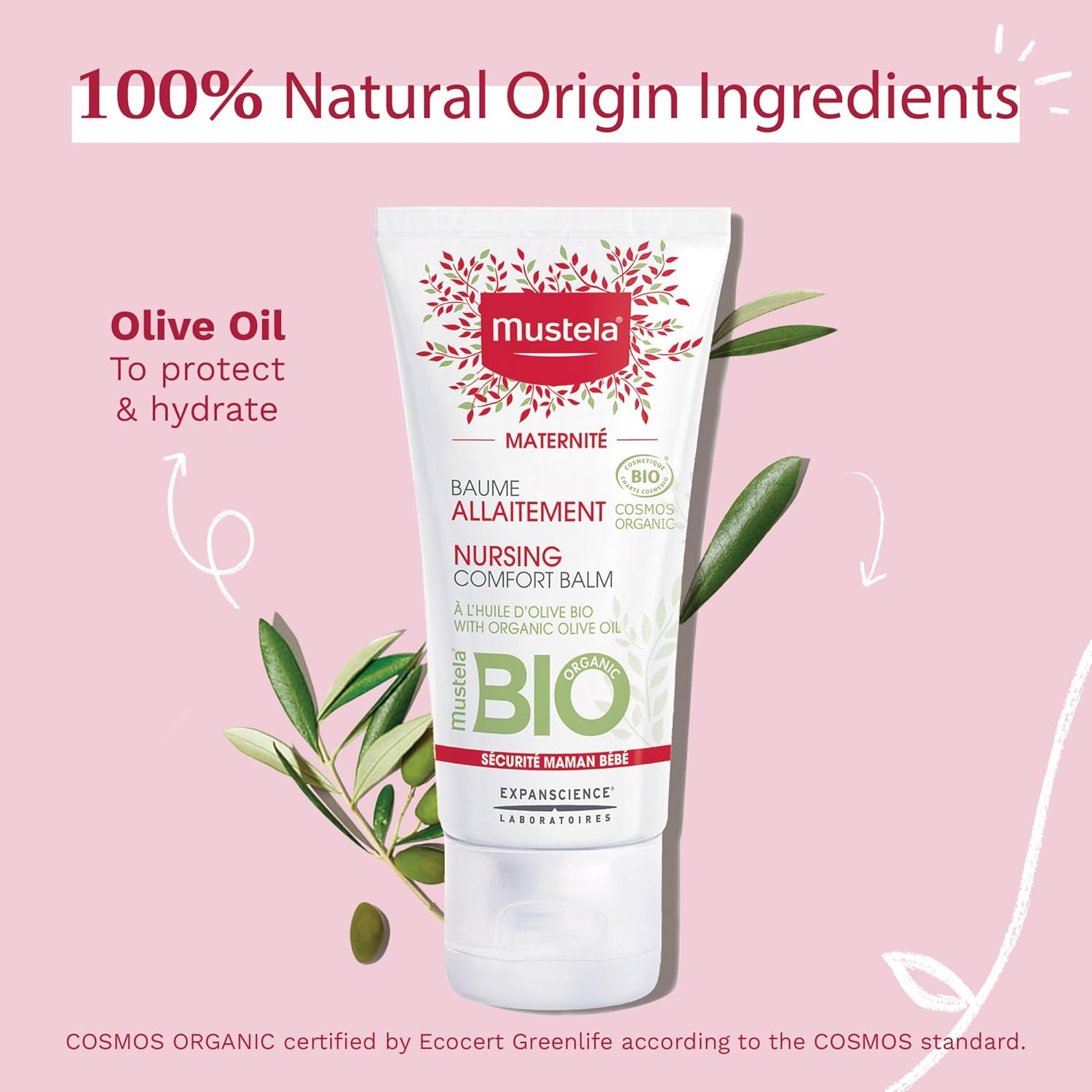 Mustela Maternity Certified Organic Nursing Comfort Balm - Nipple Cream For Breastfeeding With Olive Oil - Clinically Proven & Safe For Pregnancy Skincare - Fragrance Free & Vegan - 1.01 Fl. Oz. : Baby
