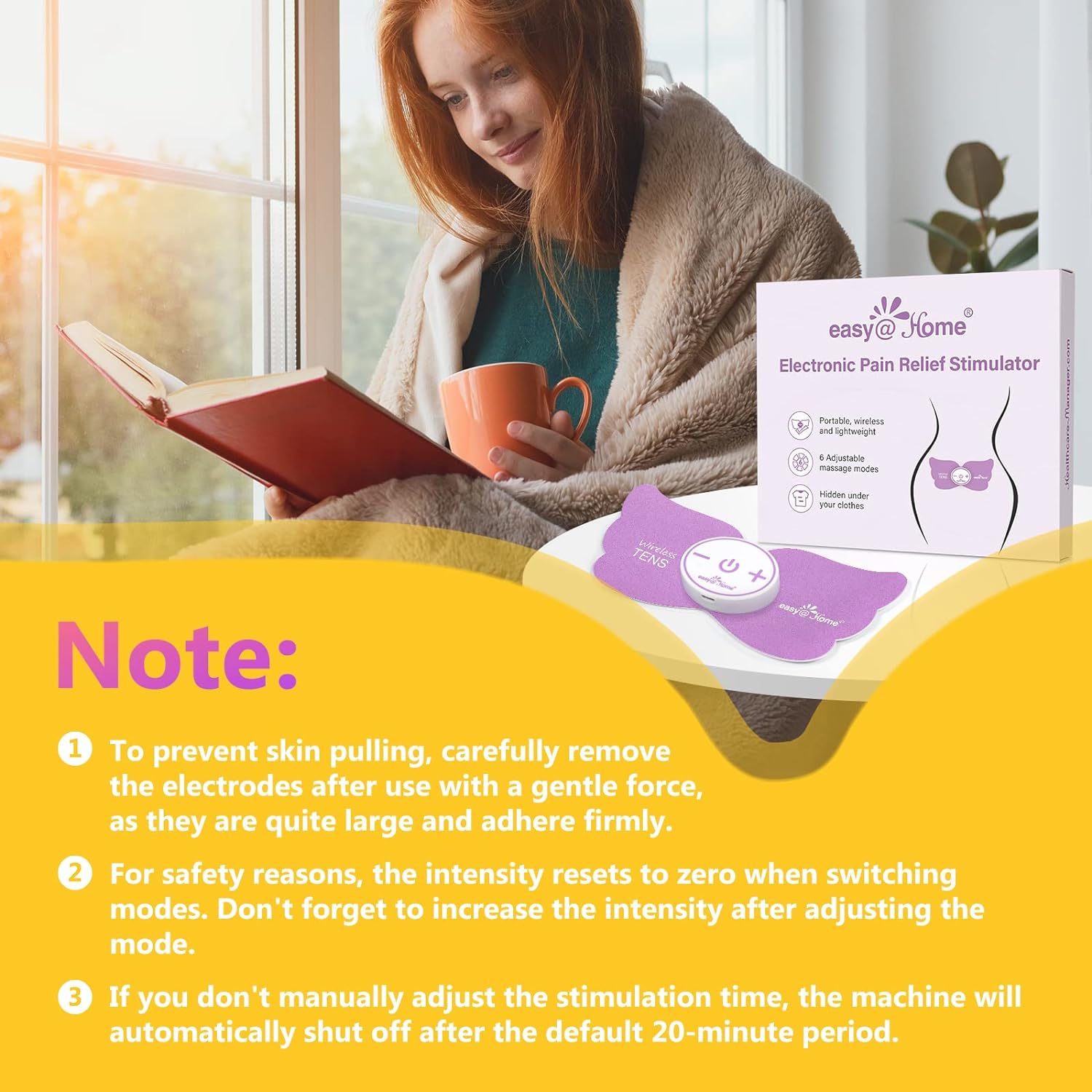 Easy@Home Electronic Pain Relief Stimulator: TENS Unit Wireless Muscle Stimulator | PMS Massage Therapy Machine | Portable Electrode Pads | FSA Eligible 6 Modes 20 Intensities EHE019 : Health & Household