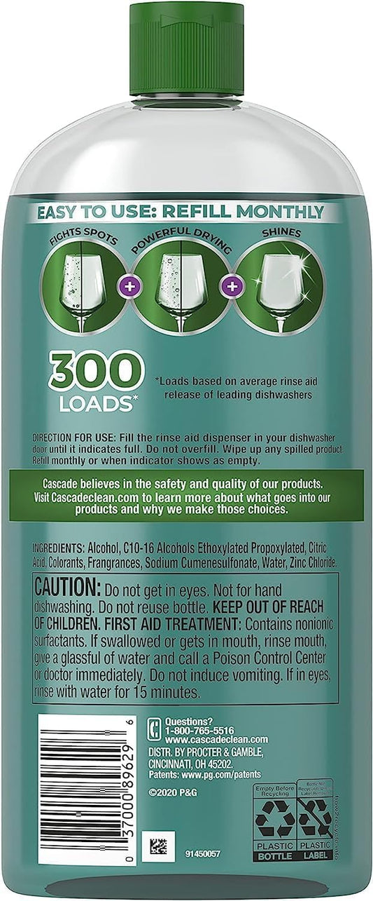 Cascade Rinse Aid Platinum, Dishwasher Rinse Agent, Regular Scent, 30.5 Fl Oz (Pack Of 1)