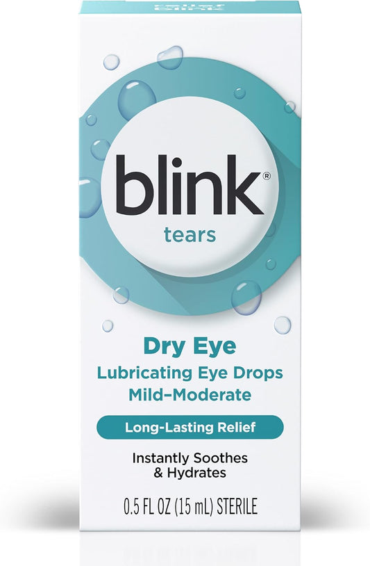 Blink Tears Lubricating Eye Drops, Moisturizing & Soothing For Mild To Moderate Dry Eyes, With Hyaluronate, Reduces Discomfort, Long-Lasting Hydration, Soothes & Moisturizes, 0.5 Fl Oz