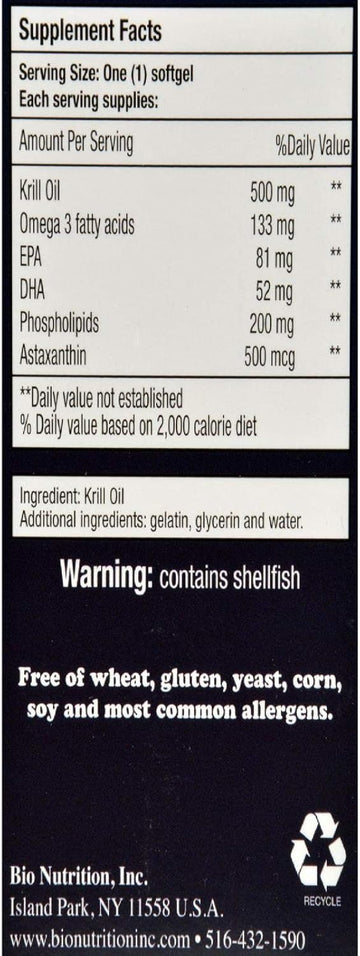 Bio Nutrition Krill Oil Complex 45 Softgels | 500Mg | Once Daily | Supports Immune Welness | Quality Sourced | Omega 3 6 & 9