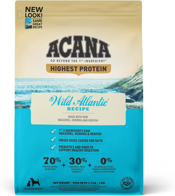 Acana Highest Protein Dry Dog Food, Wild Atlantic, Fish Recipe, 4.5Lb