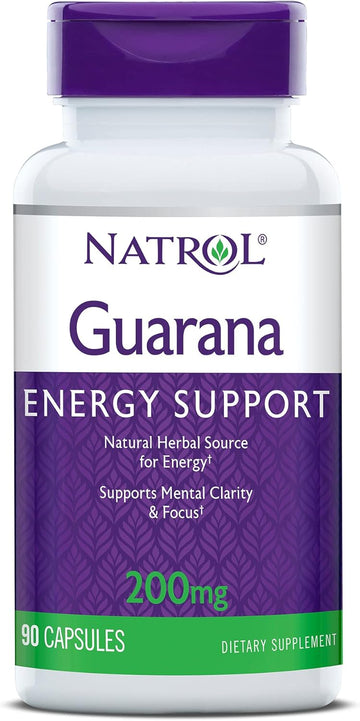 Natrol, Gurana Capsules, Energy Support Dietary Supplement, 200 Mg, 90 Count (Pack Of 12)