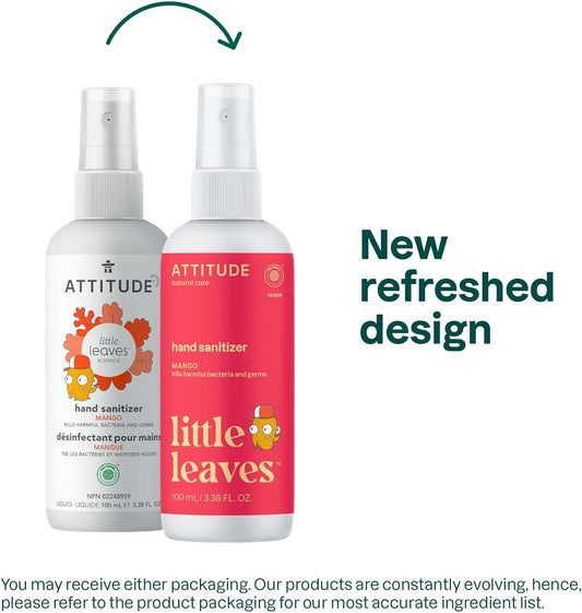 Attitude Hand Sanitizer Spray For Kids, Perfect Travel Size Format, Kills Bacteria And Germs, Vegan And Cruelty-Free, Mango, 3.5 Fl Oz